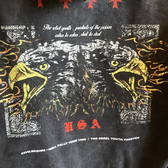 Civil Regime Rebel Youth Eagle Washed Black Hoodie - Picture 3 of 5